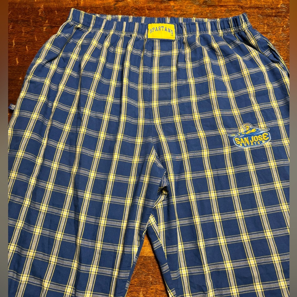 San Jose Spartans Pajama Pants Blue Plaid Unisex Pants Large Concepts Sport
